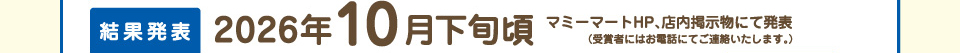 結果発表：2026年10月下旬頃